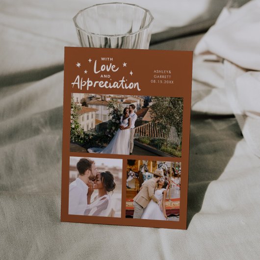 Love Appreciation Wedding Multi Photo Terracotta Dankeskarte
