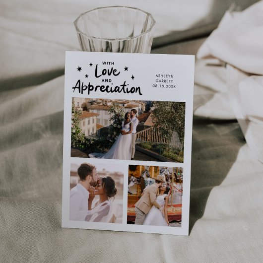 Love Appreciation Wedding Multi Photo White Dankeskarte