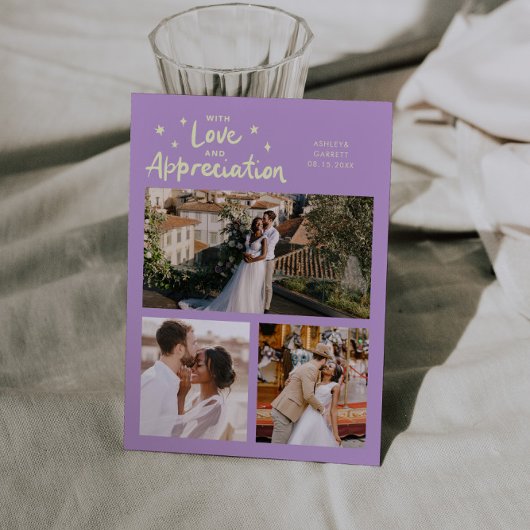 Love Appreciation Wedding Multi Photo Wisteria Dankeskarte