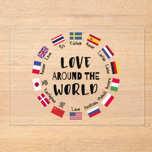 Love Around the World Languages  Acryleinladungen (Vorderseite)