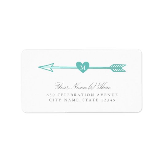 Love Arrows Monogram Address Labels Adressaufkleber (Vorne)