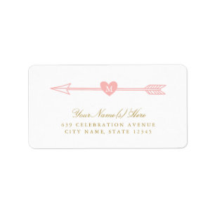 Love Arrows Monogram Address Labels Adressaufkleber