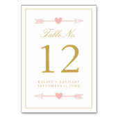 Love Arrows Tischnummer Card / Blush & Gold (Vorderseite)