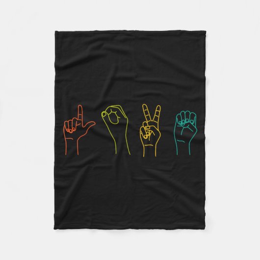 Love Asl Sign Language Alphabet Valentines Day Fleecedecke (Vorderseite)