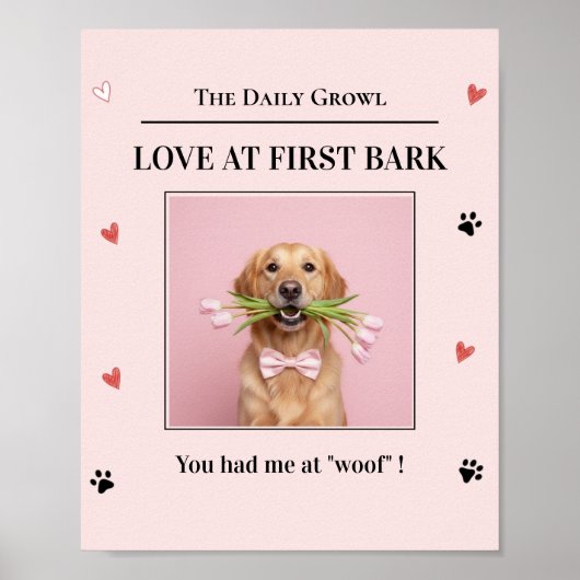 Love at First Bark Personalized Dog  Poster (Vorne)