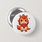 Love at First Gallop Fire Horse Valentine Chinese Button (Vorne & Hinten)