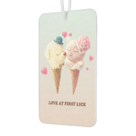 Love at First Lick: Bichon & Cat Ice Cream Art Autolufterfrischer