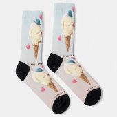 Love at First Lick: Bichon & Cat Ice Cream Art Socken (Rechts)