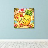 Love at First Slice - Pizza Meets Pineapple Leinwanddruck (Insitu (Holzboden))