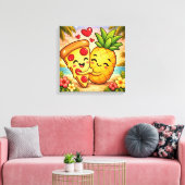 Love at First Slice - Pizza Meets Pineapple Leinwanddruck (Insitu (Wohnzimmer))