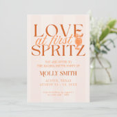 Love at First Spritz Bachelorette Einladung (Stehend Vorderseite)