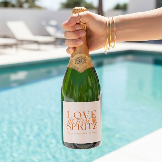 Love at First Spritz Bachelorette Schaumweinetikett