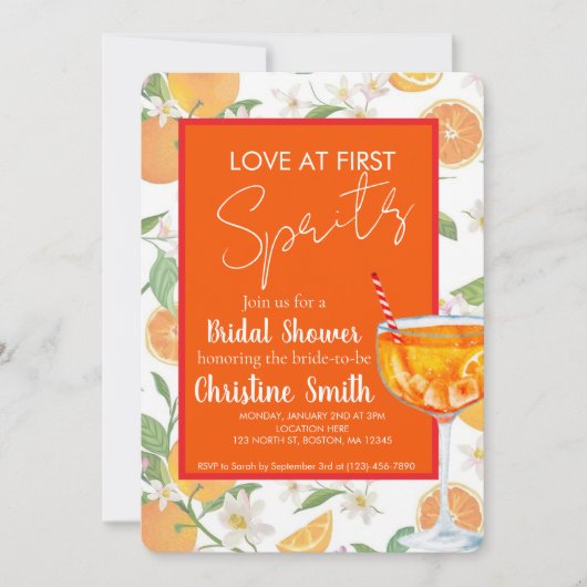 Love at First Spritz Bridal Shower Invitation Einladung (Vorderseite)