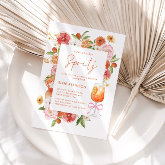 Love At First Spritz Floral Bridal Shower Einladung