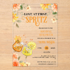 Love at First Spritz Floral Cocktail Bridal Shower Acryleinladungen