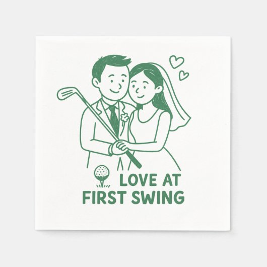 "Love at First Swing" Golfer's Style paper napkin Serviette (Vorderseite)
