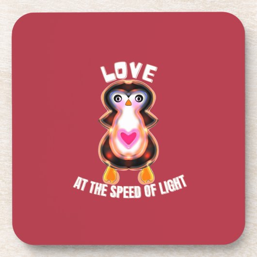 Love at the Speed of Light Penguin Gift Getränkeuntersetzer (Vorderseite)