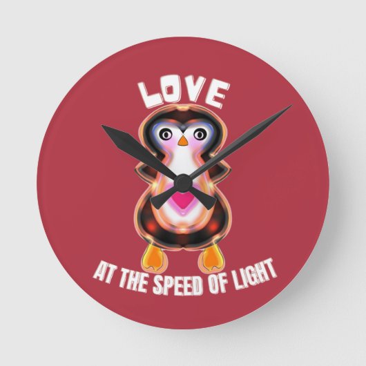 Love at the Speed of Light Penguin Gift Runde Wanduhr (Vorderseite)