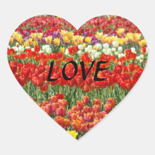 LOVE-Aufkleber herzförmig Rote Tulpen Blumen Herz-Aufkleber