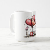 LOVE Balloons with Floral Hearts Kaffeetasse (Vorderseite Links)