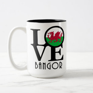 LOVE Bangor, Gwynedd - Wales 15oz Zweifarbige Tasse