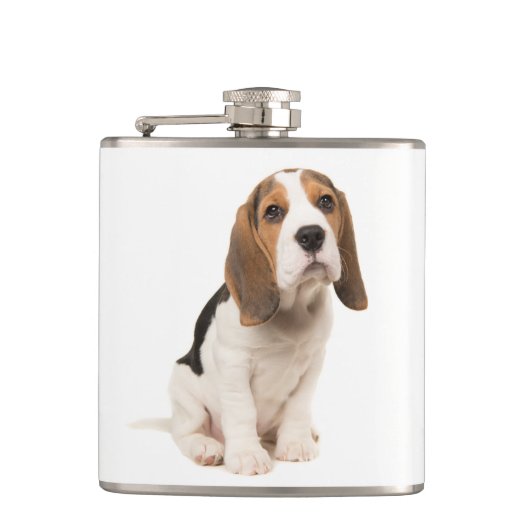 Love Beagle Welpenhund Himmelblau Flachmann (Vorderseite)