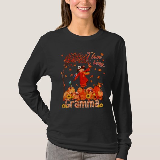 Love Being Gramma Thanksgiving Autumn Scarecrow Pu T-Shirt (Vorderseite)
