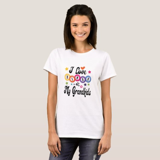 love bingo and my grandkids, Funny Grandma Bingo T-Shirt (Vorne ganz)