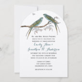 Love Bird Blue Green Forest Willow Grove Wedding Einladung (Vorderseite)