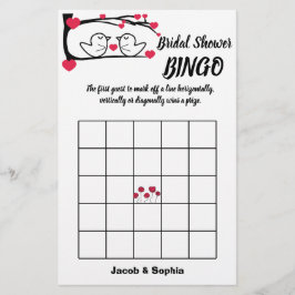 Love Bird Brautparty Bingo Game Card Flyer