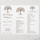 Love Bird Brown Swirl Tree TriFold Wedding Program (Vorderseite)