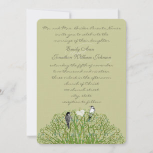 Love Bird Green Swirl Tree Einladung Hochzeit