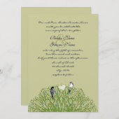 Love Bird Green Swirl Tree Einladung Hochzeit (Vorne/Hinten)