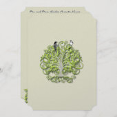 Love Bird Green Swirl Tree Hochzeitseinladung #2 Einladung (Vorne/Hinten)