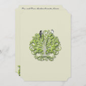 Love Bird Green Swirl Tree Hochzeitseinladung #2 Einladung (Vorne/Hinten)