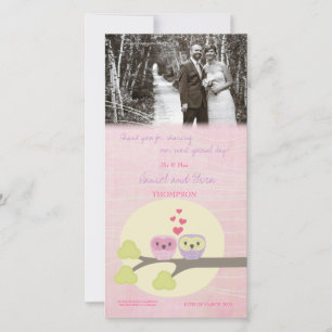 Love Bird Owls Vielen Dank für Ihre Hochzeit Foto- Dankeskarte