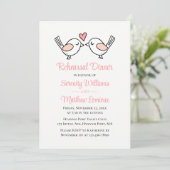 Love Bird Pink Lovebirds Hochzeitsessen Probe Einladung (Stehend Vorderseite)