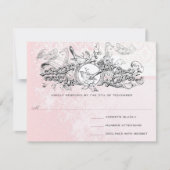 Love Bird Pink Musical Scroll Monogram UAWG RSVP Karte (Vorderseite)