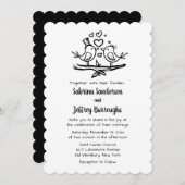 Love Bird Schwarz-weiß Lovebirts Hochzeit Einladung (Vorne/Hinten)