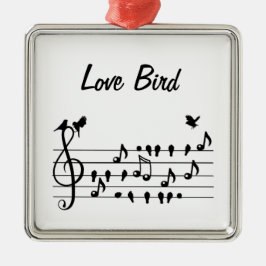 Love Bird, Singvögel, die zwischen Noten sitzen Ornament Aus Metall
