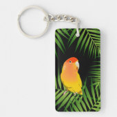 Love Bird Vibranly Yellow Black Tropical Blätter P Schlüsselanhänger (Vorderseite)
