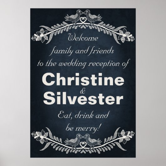 Love Bird Vines, Hochzeitsempfang Poster (Vorne)