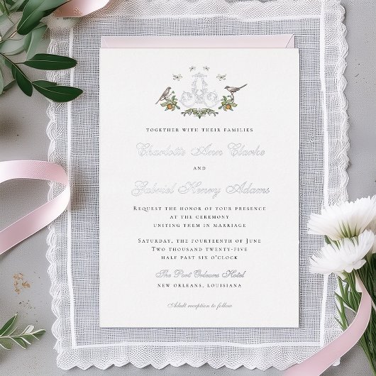 Love Birds "A" Monogram Foil Weditation Folieneinladung