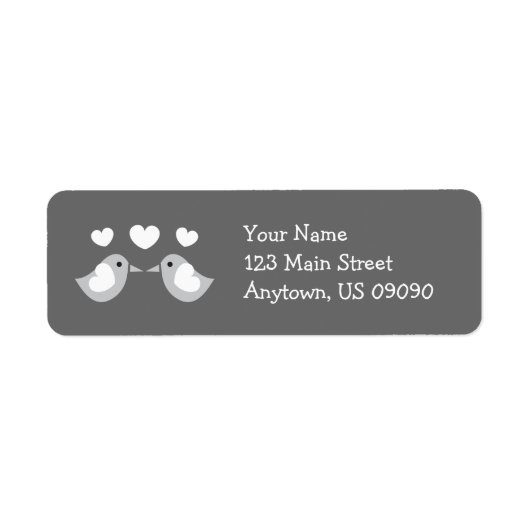 Love Birds Address Labels (Grau) (Vorne)