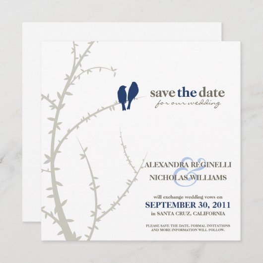 Love Birds Ankündigung Datum freihalten (Vorne/Hinten)