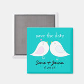 Love Birds Aqua Save the Date Magnet (Vorderseite/Rückseite)