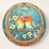 Love Birds Art Deco Nouveau Getränkeuntersetzer (Vorne)