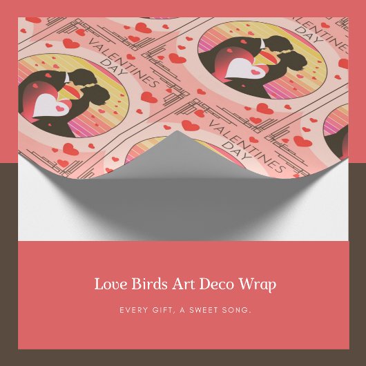 Love Birds Art Deco Wrap Geschenkpapier