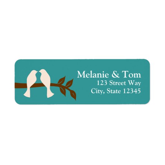 Love Birds auf dem Rücksendeaufkleber (Vorne)