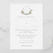 Love Birds "B" Monogram Foil Weditation Folieneinladung (Vorderseite)